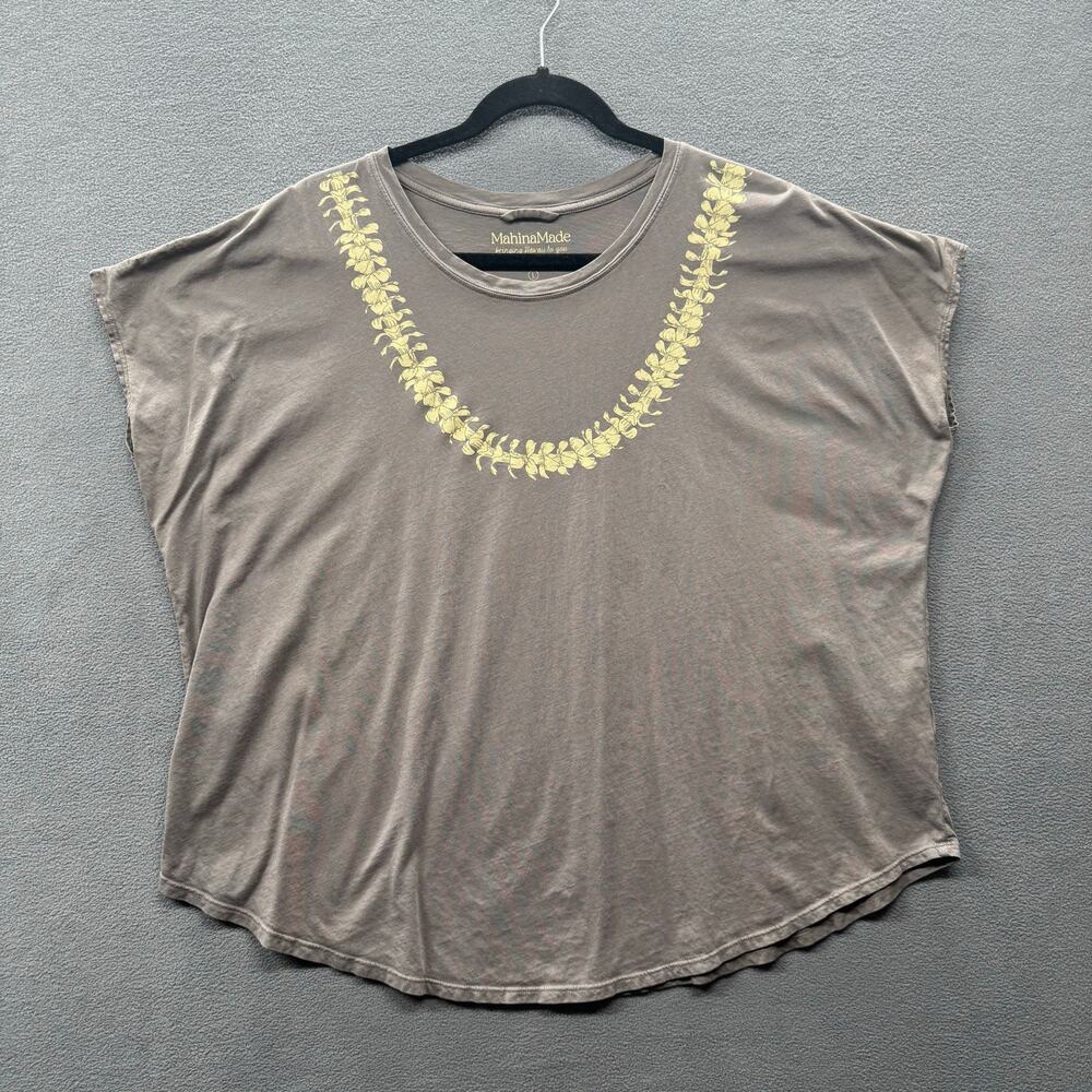 Mahina Made Lei Pua Kenikeni Dolman Tee Top Womens L Grey 2024 Loose Fit